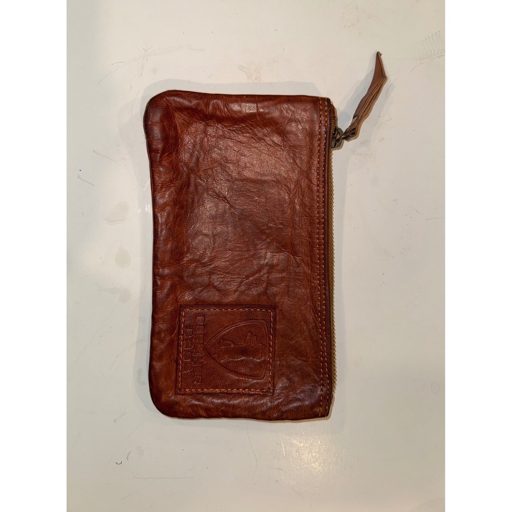 Berliner Bags Leather Pencil Case Pouch Cognac Brown Distressed Utility Bag